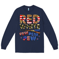 Navy red white and pew pew pew Long Sleeve Tee - Zillion Design Studio