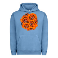 Pigment Pebble Blue Thanksgiving Turkey With Tartan Patch Urban Hoodie - BundleAndBundleShop
