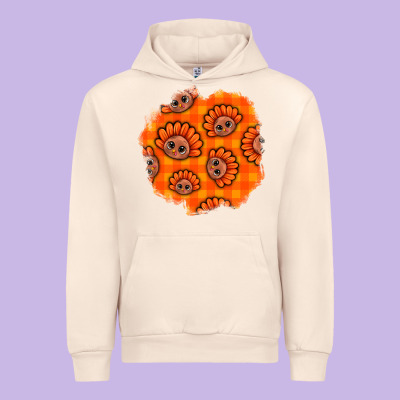 Thanksgiving Turkey With Tartan Patch Urban Hoodie Designed By Bundleandbundleshop