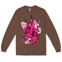 Chestnut Cancer Boxing Gloves with Ribbon Long Sleeve Tee - texasbilliewilder