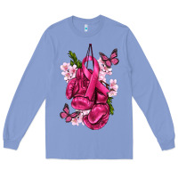 Colony Blue Cancer Boxing Gloves with Ribbon Long Sleeve Tee - texasbilliewilder