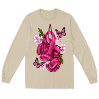 Mushroom Cancer Boxing Gloves with Ribbon Long Sleeve Tee - texasbilliewilder