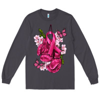 Smoke Cancer Boxing Gloves with Ribbon Long Sleeve Tee - texasbilliewilder
