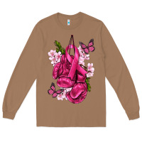 Toasted Coconut Cancer Boxing Gloves with Ribbon Long Sleeve Tee - texasbilliewilder