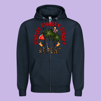 Sunrise Sunburn Sunnset Repeat Zipper Hoodie Designed By Cowhidedigitalart