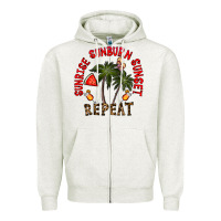 Oatmeal Heather sunrise sunburn sunnset repeat Zipper Hoodie - CowhideDigitalArt