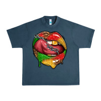 Midnight Navy juneteenth day lips Urban Heavy Tee - texasbilliewilder