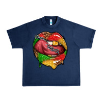 Navy juneteenth day lips Urban Heavy Tee - texasbilliewilder