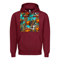 Burgundy western sunset bison and sunflowers seamless pattern Zipper Hoodie - HRA Design Shop