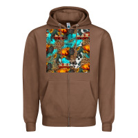 Western Sunset Bison And Sunflowers Seamless Pattern Zipper Hoodie | Teevron