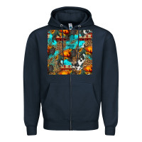 Navy western sunset bison and sunflowers seamless pattern Zipper Hoodie - HRA Design Shop