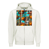 Oatmeal Heather western sunset bison and sunflowers seamless pattern Zipper Hoodie - HRA Design Shop