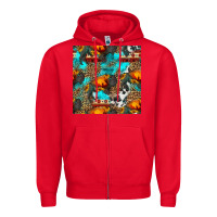 Red western sunset bison and sunflowers seamless pattern Zipper Hoodie - HRA Design Shop