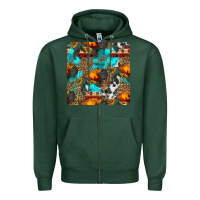 Sports Green western sunset bison and sunflowers seamless pattern Zipper Hoodie - HRA Design Shop