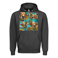 Charcoal Heather western sunflowers cow seamless pattern Zipper Hoodie - HRA Design Shop