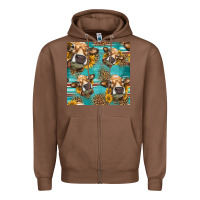 Chestnut western sunflowers cow seamless pattern Zipper Hoodie - HRA Design Shop
