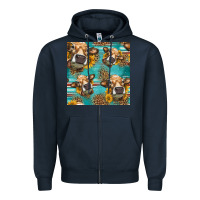 Navy western sunflowers cow seamless pattern Zipper Hoodie - HRA Design Shop