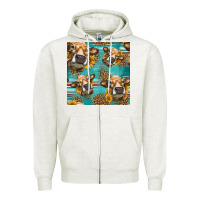 Oatmeal Heather western sunflowers cow seamless pattern Zipper Hoodie - HRA Design Shop