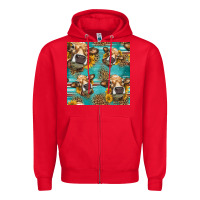 Red western sunflowers cow seamless pattern Zipper Hoodie - HRA Design Shop