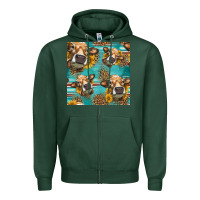 Sports Green western sunflowers cow seamless pattern Zipper Hoodie - HRA Design Shop