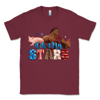 Burgundy Horse pig chicken with oh my stars Classic Tee - Neo Western