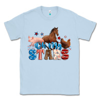 Dusty Blue Horse pig chicken with oh my stars Classic Tee - Neo Western