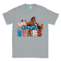 Heather Grey Horse pig chicken with oh my stars Classic Tee - Neo Western