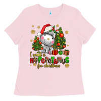 Bubblegum Pink i want a hippopotamus for christmas Ladies Tee - AdoDesignShop