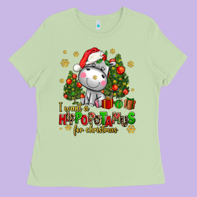 I Want A Hippopotamus For Christmas Ladies Tee Designed By Adodesignshop