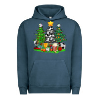 Pigment Midnight Navy Christmas With Soccer Trees Urban Hoodie - BundleAndBundleShop