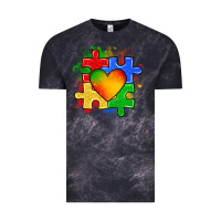 Cloud Black autism puzzle pieces heart Vintage Tee - Zillion Design Studio