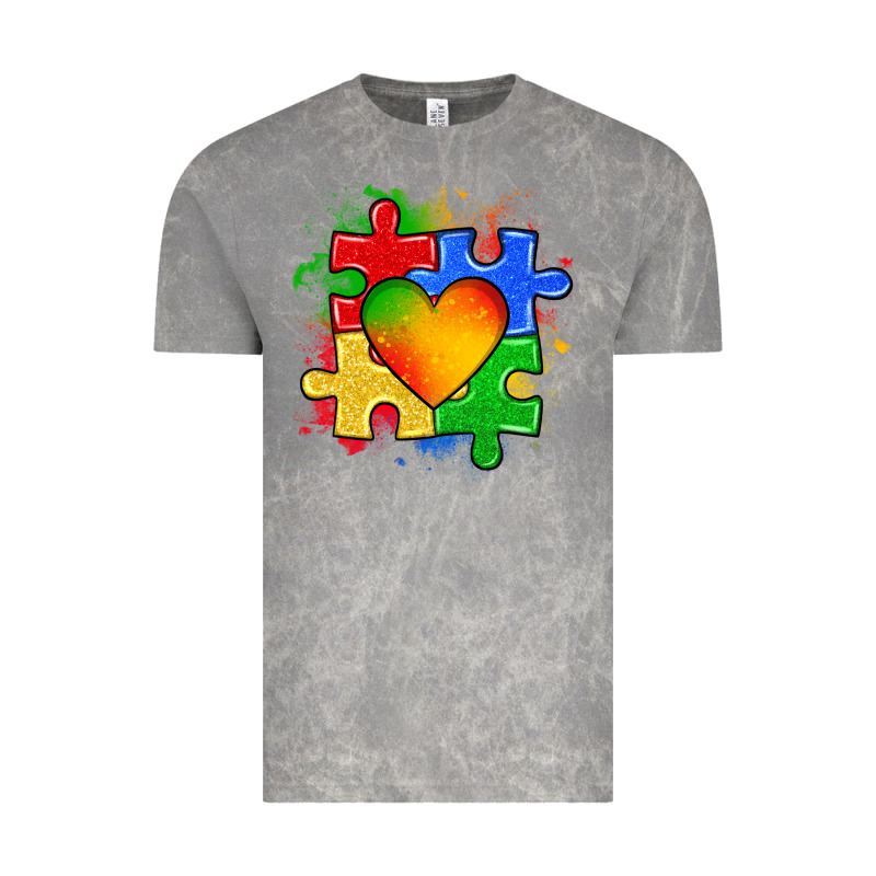 Autism Puzzle Pieces Heart Vintage Tee by Zillion Design Studio | Teevron