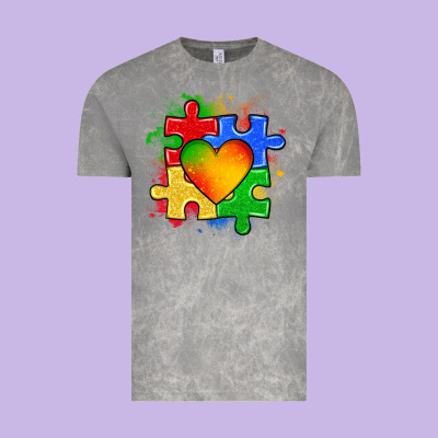 Autism Puzzle Pieces Heart Vintage Tee Designed By Zillion Design Studio