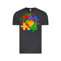 Vintage Black autism puzzle pieces heart Vintage Tee - Zillion Design Studio