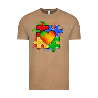 Vintage Coffee autism puzzle pieces heart Vintage Tee - Zillion Design Studio