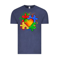 Vintage Denim autism puzzle pieces heart Vintage Tee - Zillion Design Studio