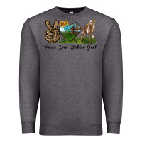 Charcoal Heather Peace Love Nubian Goat Premium Sweatshirt - LillyAllenDesigns
