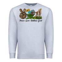Heather Grey Peace Love Nubian Goat Premium Sweatshirt - LillyAllenDesigns