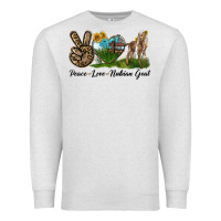 Oatmeal Heather Peace Love Nubian Goat Premium Sweatshirt - LillyAllenDesigns