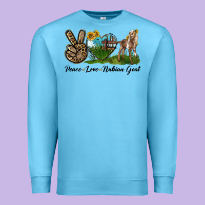 Peace Love Nubian Goat Premium Sweatshirt Designed By Lillyallendesigns