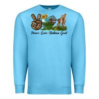 Ocean Blue Peace Love Nubian Goat Premium Sweatshirt - LillyAllenDesigns