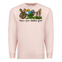 Pale Pink Peace Love Nubian Goat Premium Sweatshirt - LillyAllenDesigns