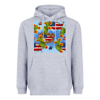 Heather Grey usa map cactus and sunflower seamless pattern Heavyweight Hoodie - BundleAndBundleShop