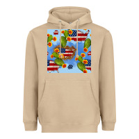 Mushroom usa map cactus and sunflower seamless pattern Heavyweight Hoodie - BundleAndBundleShop