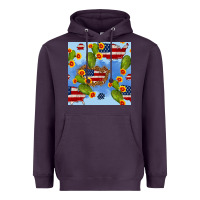 Plum usa map cactus and sunflower seamless pattern Heavyweight Hoodie - BundleAndBundleShop