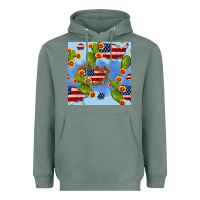 Sage usa map cactus and sunflower seamless pattern Heavyweight Hoodie - BundleAndBundleShop