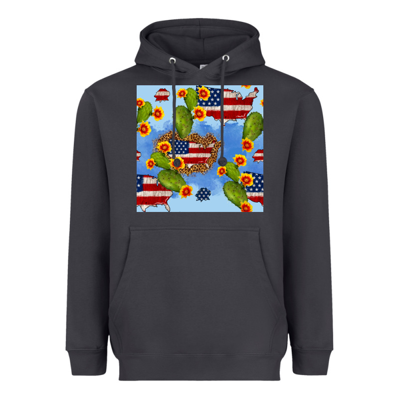 Usa Map Cactus And Sunflower Seamless Pattern Heavyweight Hoodie by BundleAndBundleShop | Teevron