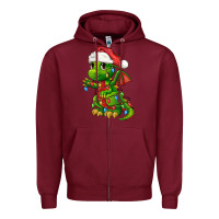 Burgundy Christmas Cute Dragon Zipper Hoodie - FaDigitalArtStudio