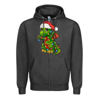 Charcoal Heather Christmas Cute Dragon Zipper Hoodie - FaDigitalArtStudio