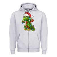 Heather Grey Christmas Cute Dragon Zipper Hoodie - FaDigitalArtStudio